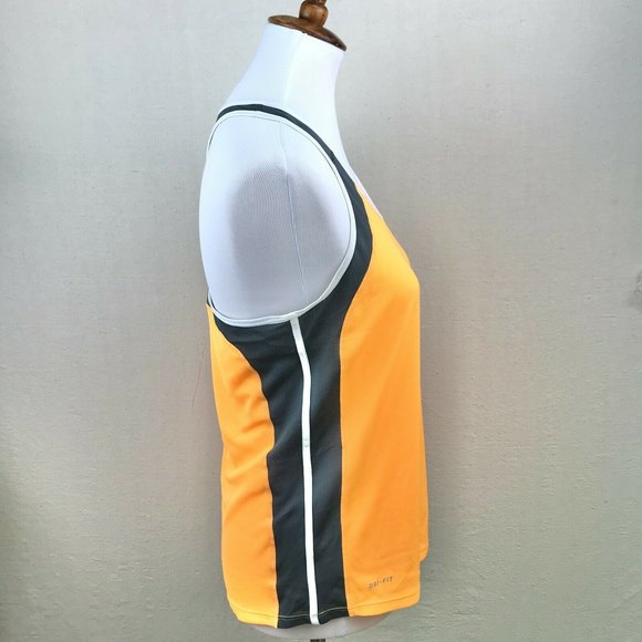 Nike Women's Medium Dri-Fit Racerback Tank w/Mesh Back Neon Orange And Dark Gray - Picture 5 of 12